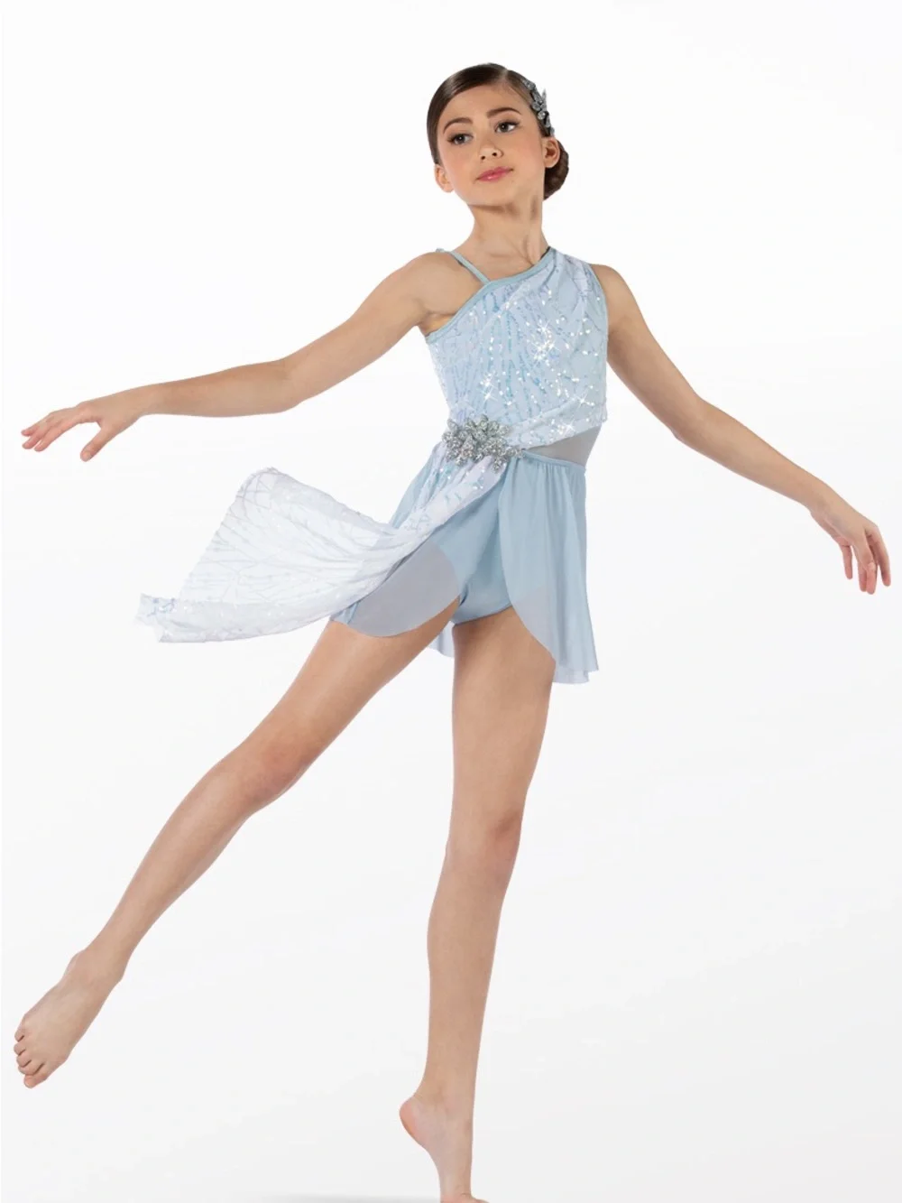Weissman Light Blue Sequin Chiffon Dance Costume